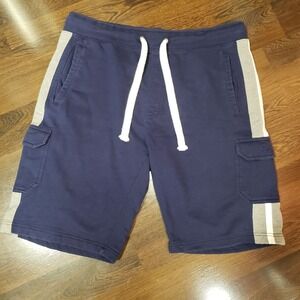 American Rag Men's Jersey Knit Cargo Shorts Pull On Drawstring Blue Casual Large